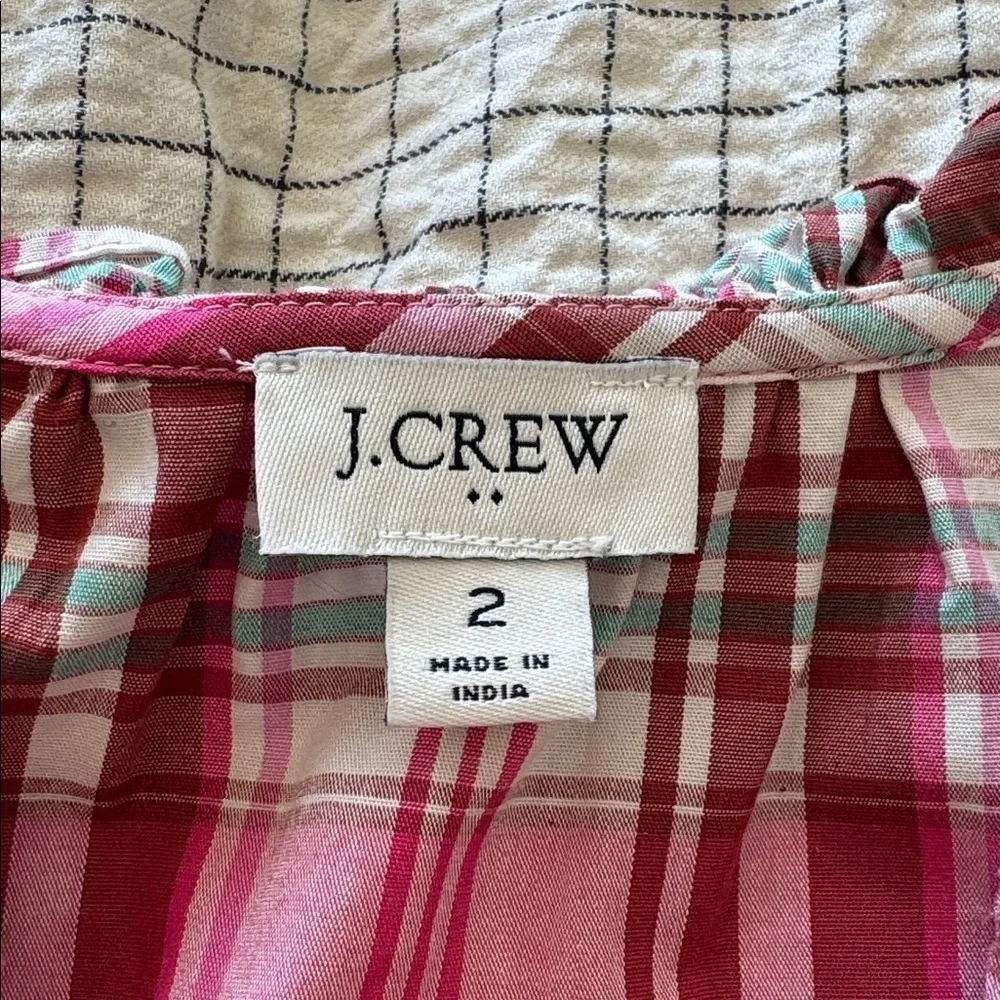 J. Crew Pink Plaid Mini Long Sleeve Drews w Ruffle Trim - Picture 7 of 8